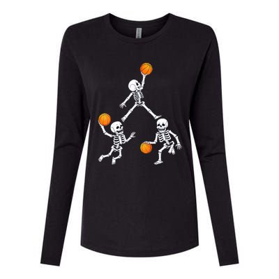 Basketball Halloween Skeleton Dunking Dribble Boys Teen Womens Cotton Relaxed Long Sleeve T-Shirt