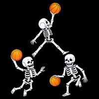 Basketball Halloween Skeleton Dunking Dribble Boys Teen Cooling Performance Crew T-Shirt