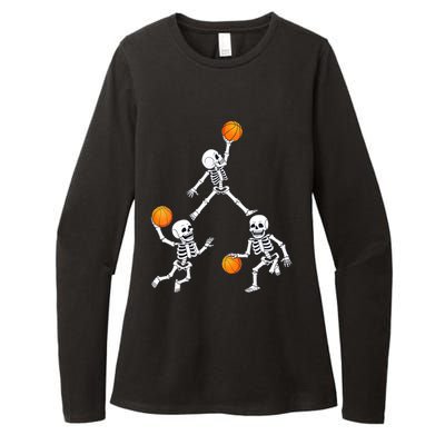 Basketball Halloween Skeleton Dunking Dribble Boys Teen Womens CVC Long Sleeve Shirt