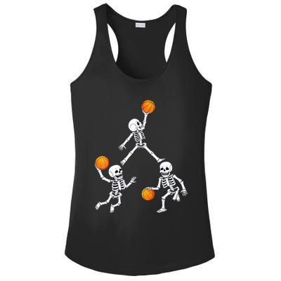 Basketball Halloween Skeleton Dunking Dribble Boys Teen Ladies PosiCharge Competitor Racerback Tank