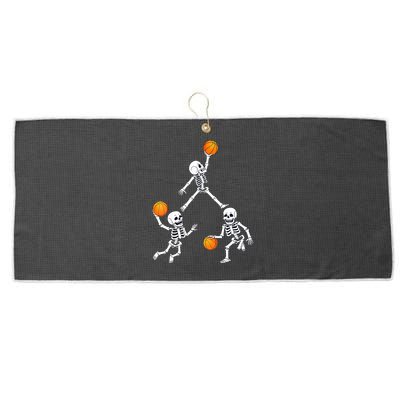 Basketball Halloween Skeleton Dunking Dribble Boys Teen Large Microfiber Waffle Golf Towel