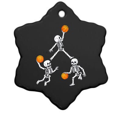 Basketball Halloween Skeleton Dunking Dribble Boys Teen Ceramic Star Ornament