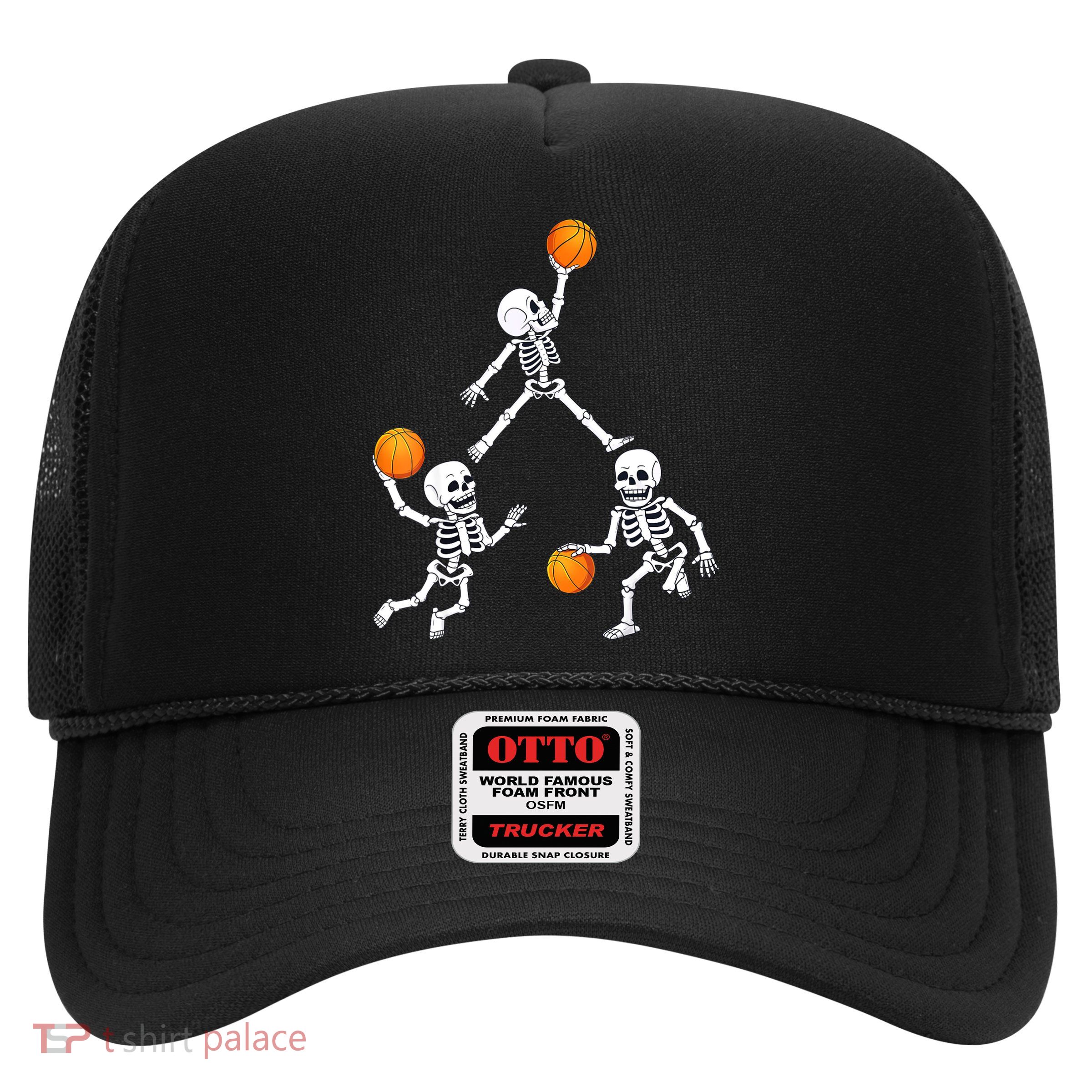 Basketball Halloween Skeleton Dunking Dribble Boys Teen Trucker Hat