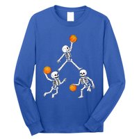 Basketball Halloween Skeleton Dunking Dribble Boys Teen Long Sleeve Shirt