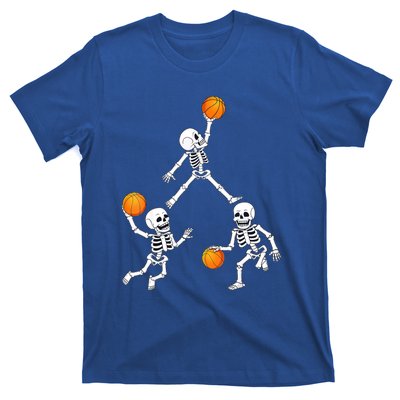 Basketball Halloween Skeleton Dunking Dribble Boys Teen T-Shirt