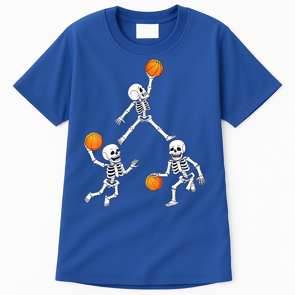 Basketball Halloween Skeleton Dunking Dribble Boys Teen Tall T-Shirt
