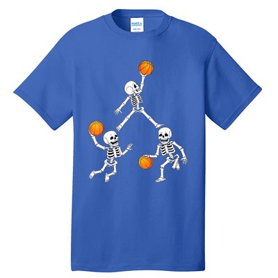 Basketball Halloween Skeleton Dunking Dribble Boys Teen Tall T-Shirt