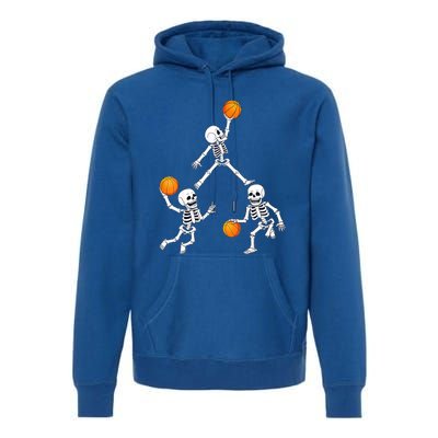 Basketball Halloween Skeleton Dunking Dribble Boys Teen Premium Hoodie