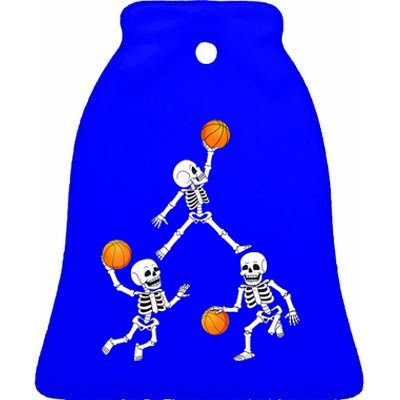 Basketball Halloween Skeleton Dunking Dribble Boys Teen Ceramic Bell Ornament