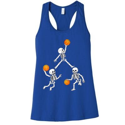 Basketball Halloween Skeleton Dunking Dribble Boys Teen Women's Racerback Tank