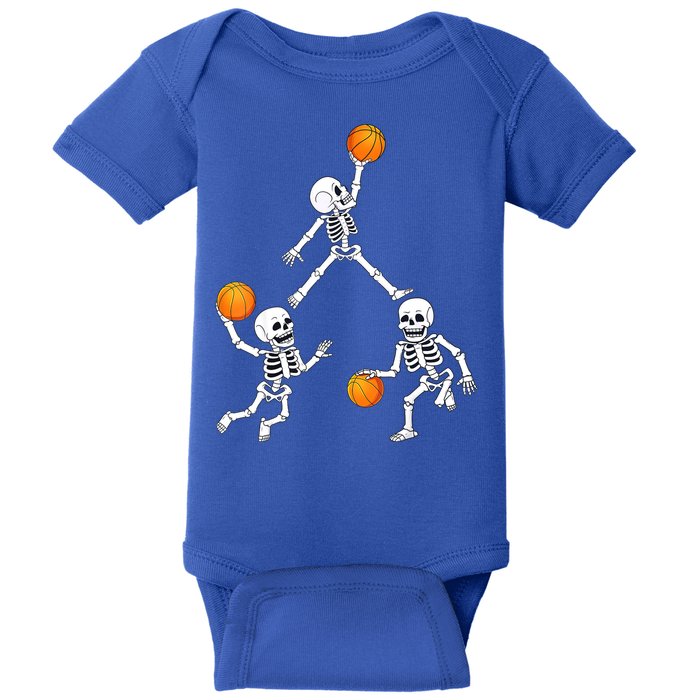 Basketball Halloween Skeleton Dunking Dribble Boys Teen Baby Bodysuit