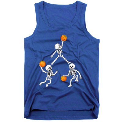 Basketball Halloween Skeleton Dunking Dribble Boys Teen Tank Top