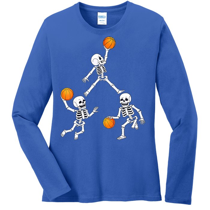 Basketball Halloween Skeleton Dunking Dribble Boys Teen Ladies Long Sleeve Shirt