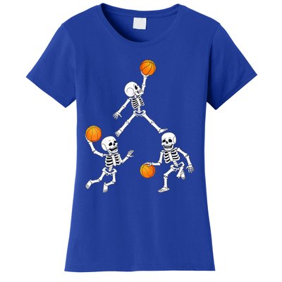 Basketball Halloween Skeleton Dunking Dribble Boys Teen Women's T-Shirt