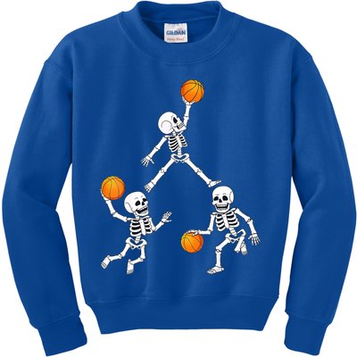 Basketball Halloween Skeleton Dunking Dribble Boys Teen Kids Sweatshirt