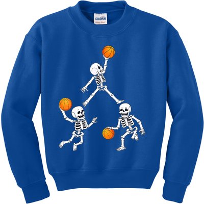 Basketball Halloween Skeleton Dunking Dribble Boys Teen Kids Sweatshirt