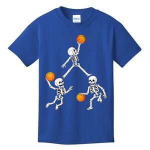 Basketball Halloween Skeleton Dunking Dribble Boys Teen Kids T-Shirt