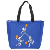 Basketball Halloween Skeleton Dunking Dribble Boys Teen Zip Tote Bag