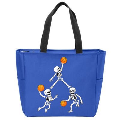 Basketball Halloween Skeleton Dunking Dribble Boys Teen Zip Tote Bag