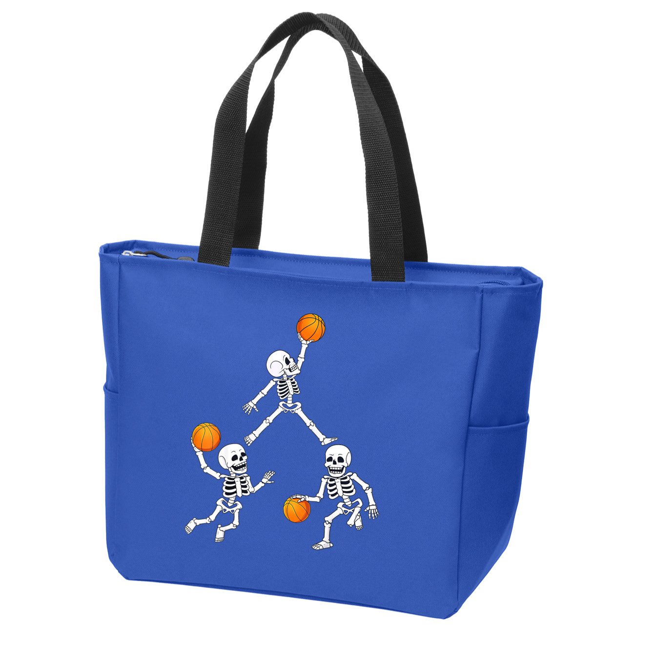 Basketball Halloween Skeleton Dunking Dribble Boys Teen Zip Tote Bag
