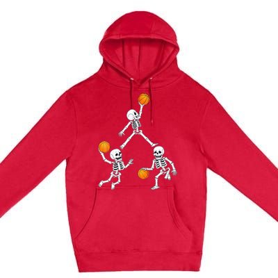 Basketball Halloween Skeleton Dunking Dribble Boys Teen Premium Pullover Hoodie