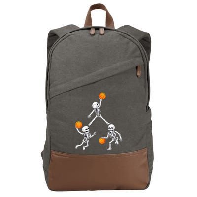 Basketball Halloween Skeleton Dunking Dribble Boys Teen Cotton Canvas Backpack