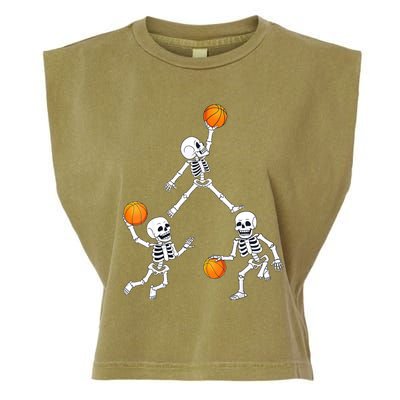 Basketball Halloween Skeleton Dunking Dribble Boys Teen Garment-Dyed Women's Muscle Tee