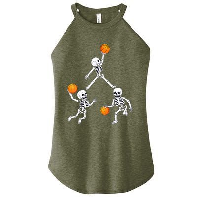 Basketball Halloween Skeleton Dunking Dribble Boys Teen Women's Perfect Tri Rocker Tank