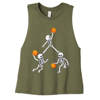 Basketball Halloween Skeleton Dunking Dribble Boys Teen Women's Racerback Cropped Tank