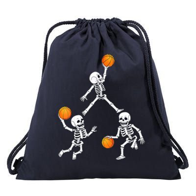 Basketball Halloween Skeleton Dunking Dribble Boys Teen Drawstring Bag