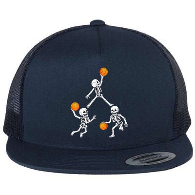 Basketball Halloween Skeleton Dunking Dribble Boys Teen Flat Bill Trucker Hat