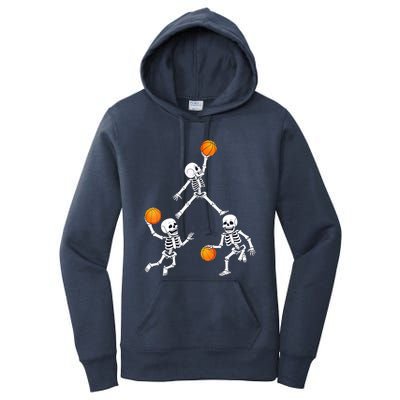 Basketball Halloween Skeleton Dunking Dribble Boys Teen Women's Pullover Hoodie