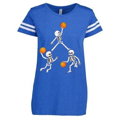 Basketball Halloween Skeleton Dunking Dribble Boys Teen Enza Ladies Jersey Football T-Shirt