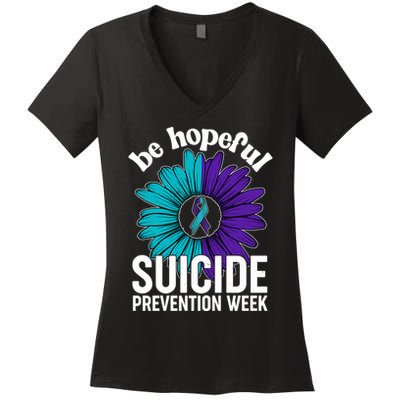 Be Hopeful Suicide Prevention Week Women's V-Neck T-Shirt