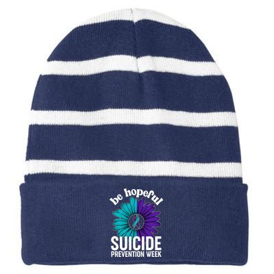 Be Hopeful Suicide Prevention Week Striped Beanie with Solid Band