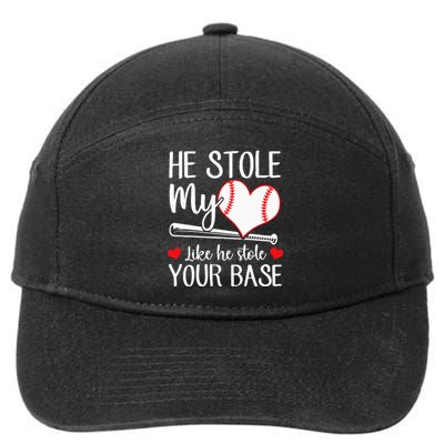 Baseball He Stole My Heart Like He Stole Your Base 7-Panel Snapback Hat