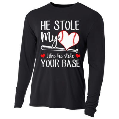 Baseball He Stole My Heart Like He Stole Your Base Cooling Performance Long Sleeve Crew