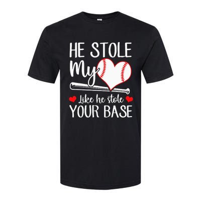 Baseball He Stole My Heart Like He Stole Your Base Softstyle CVC T-Shirt