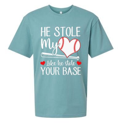 Baseball He Stole My Heart Like He Stole Your Base Sueded Cloud Jersey T-Shirt