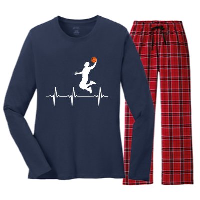 Basketball Heartbeat Shirts For Men Women's Long Sleeve Flannel Pajama Set 