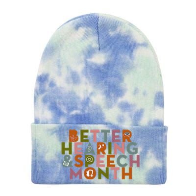 Better Hearing & Speech Month Proud Speech Pathologist SLP Tie Dye 12in Knit Beanie