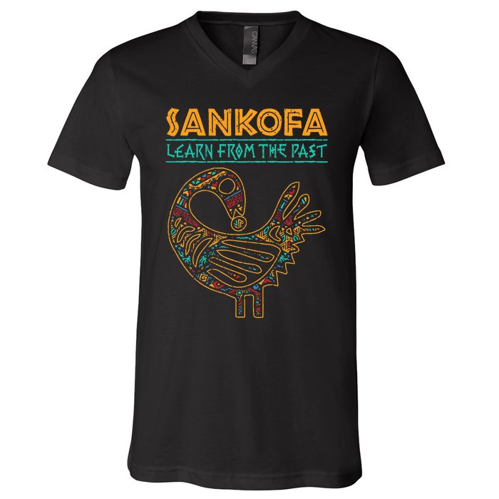 Black History Sankofa African Bird Juneteenth V-Neck T-Shirt