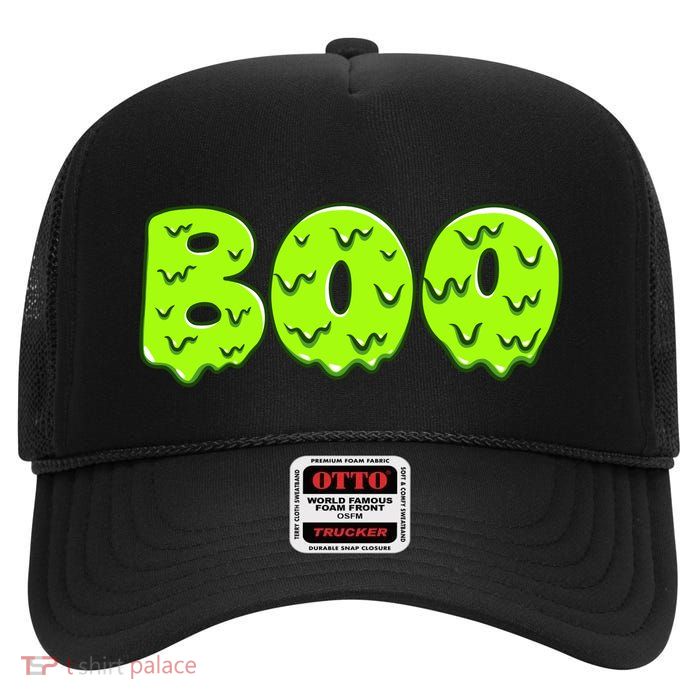 Boo Halloween Slime High Crown Mesh Back Trucker Hat