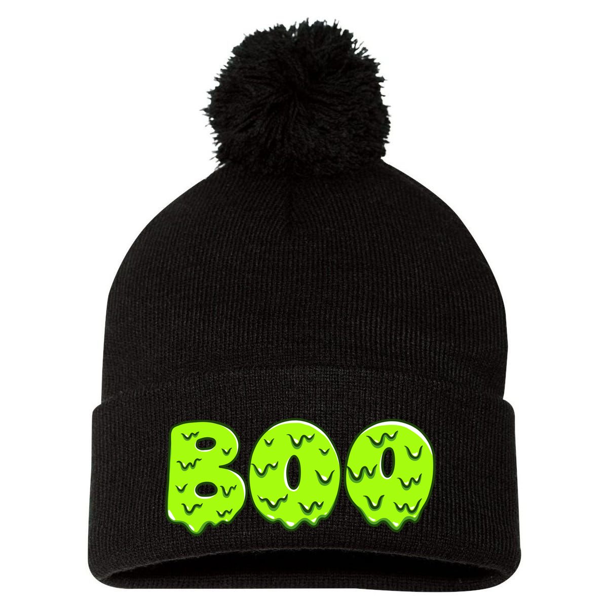 Boo Halloween Slime Pom Pom 12in Knit Beanie