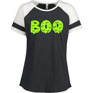 Boo Halloween Slime Enza Ladies Jersey Colorblock Tee