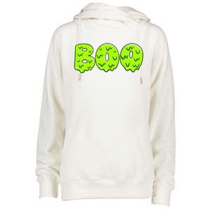 Boo Halloween Slime Womens Funnel Neck Pullover Hood