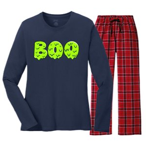 Boo Halloween Slime Women's Long Sleeve Flannel Pajama Set 