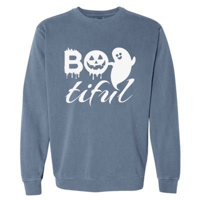 Bootiful Halloween Scary Creepy Spooky Pumpkin Garment-Dyed Sweatshirt