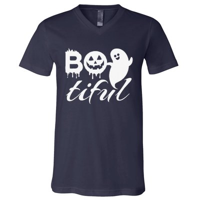 Bootiful Halloween Scary Creepy Spooky Pumpkin V-Neck T-Shirt