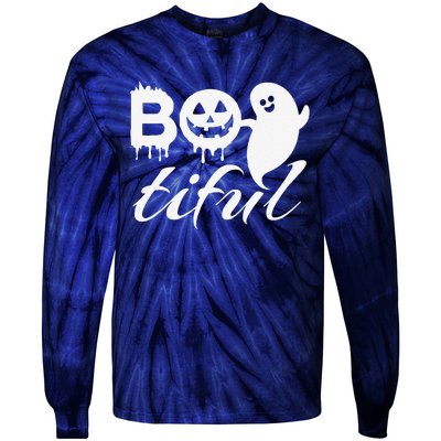 Bootiful Halloween Scary Creepy Spooky Pumpkin Tie-Dye Long Sleeve Shirt